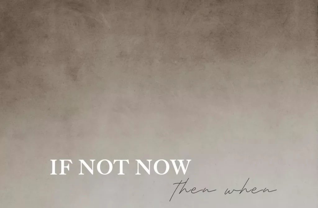 Text reading 'If not now, then when?' on a minimalist textured background